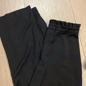 Express Women super high rise wide leg trouser. Ruffle waist detail